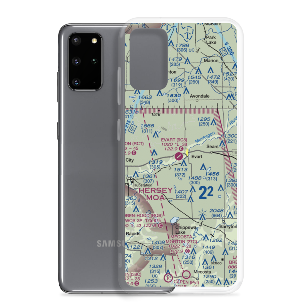 Evart Municipal Airport (9C8) VFR Sectional Samsung Case Samsung Galaxy S20 Plus model shown