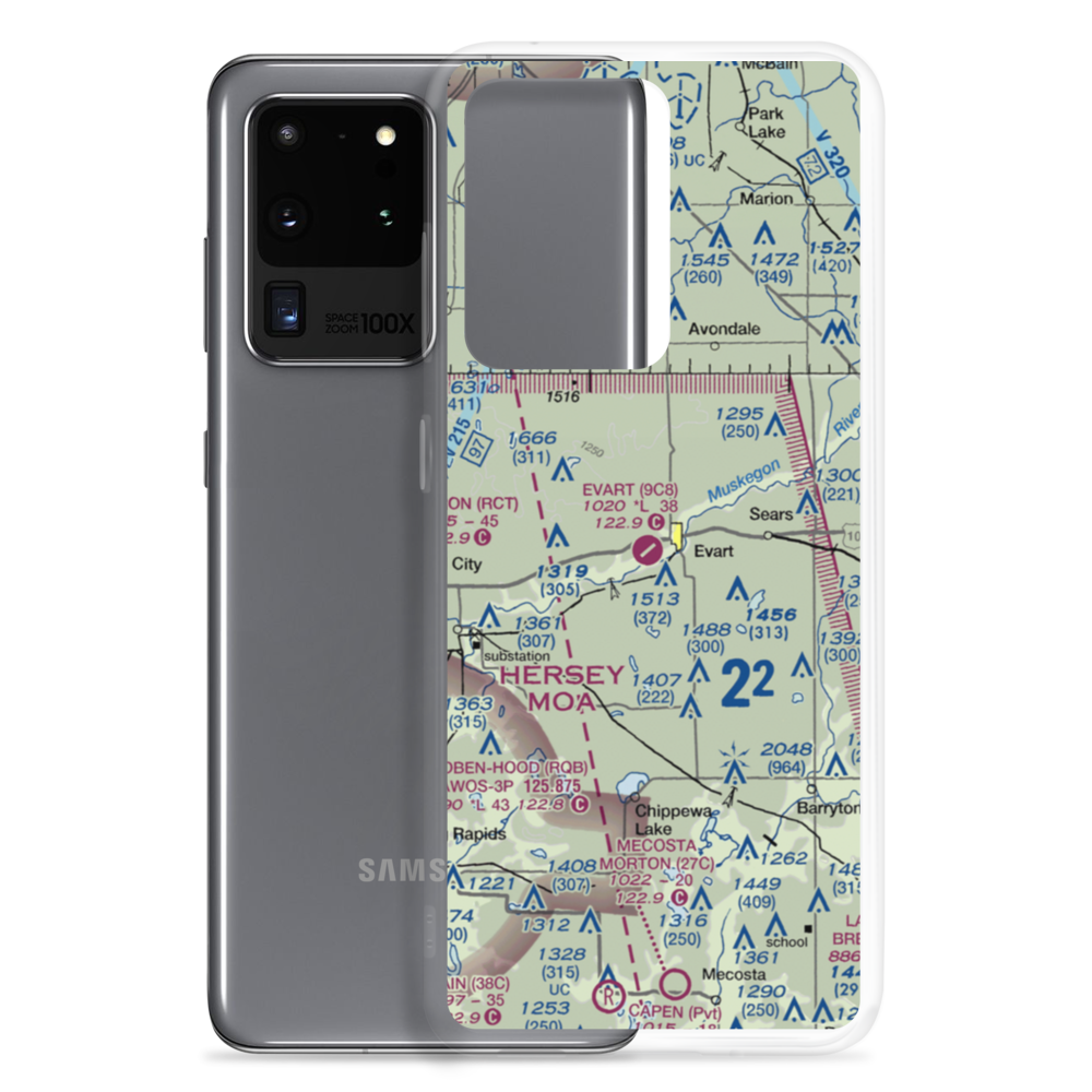 Evart Municipal Airport (9C8) VFR Sectional Samsung Case Samsung Galaxy S20 Ultra model shown