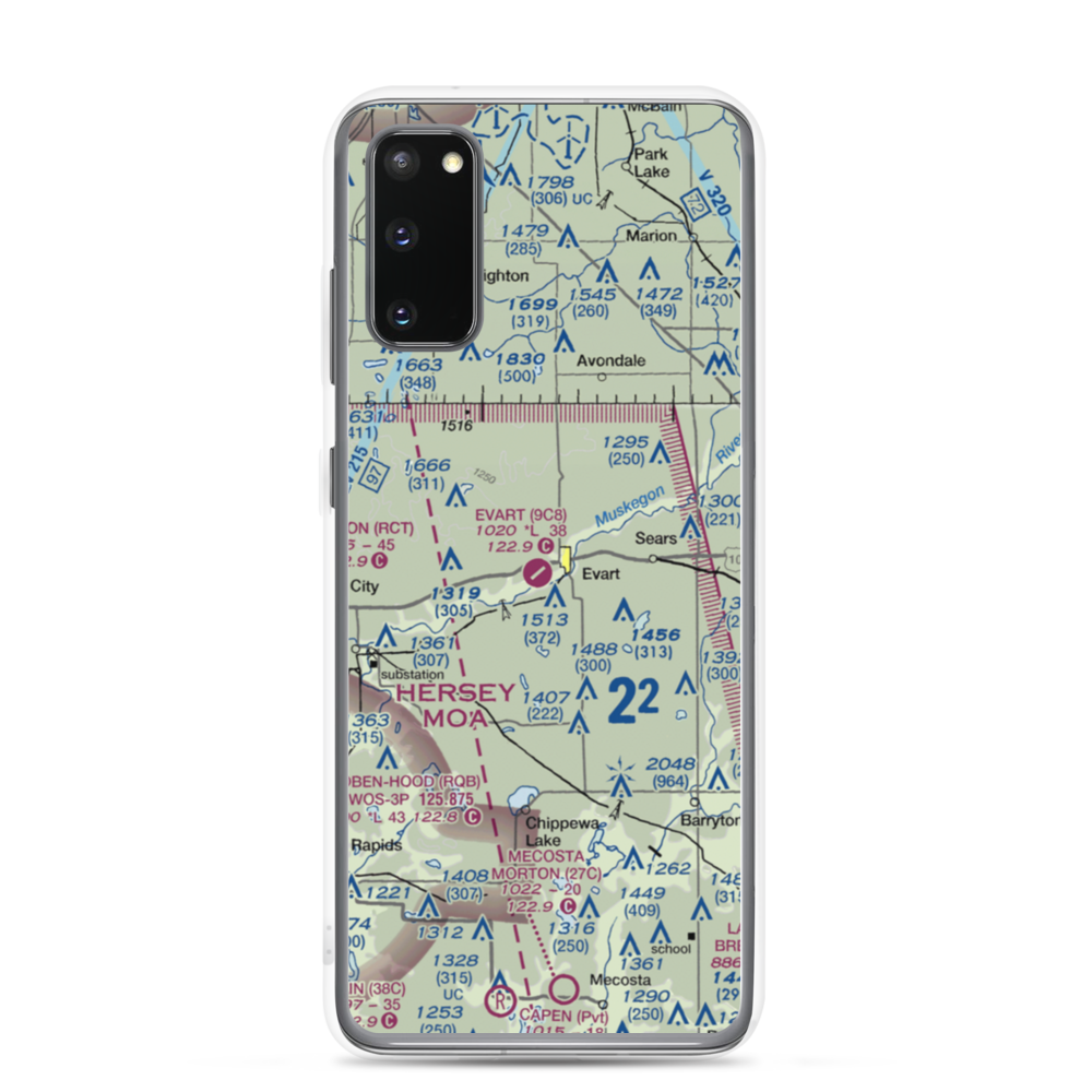 Evart Municipal Airport (9C8) VFR Sectional Samsung Case Samsung Galaxy S20 model shown