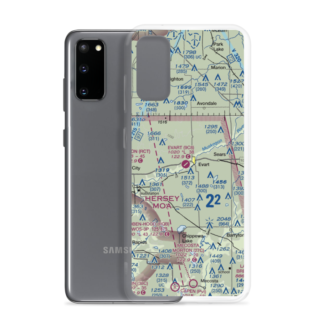Evart Municipal Airport (9C8) VFR Sectional Samsung Case Samsung Galaxy S20 model shown