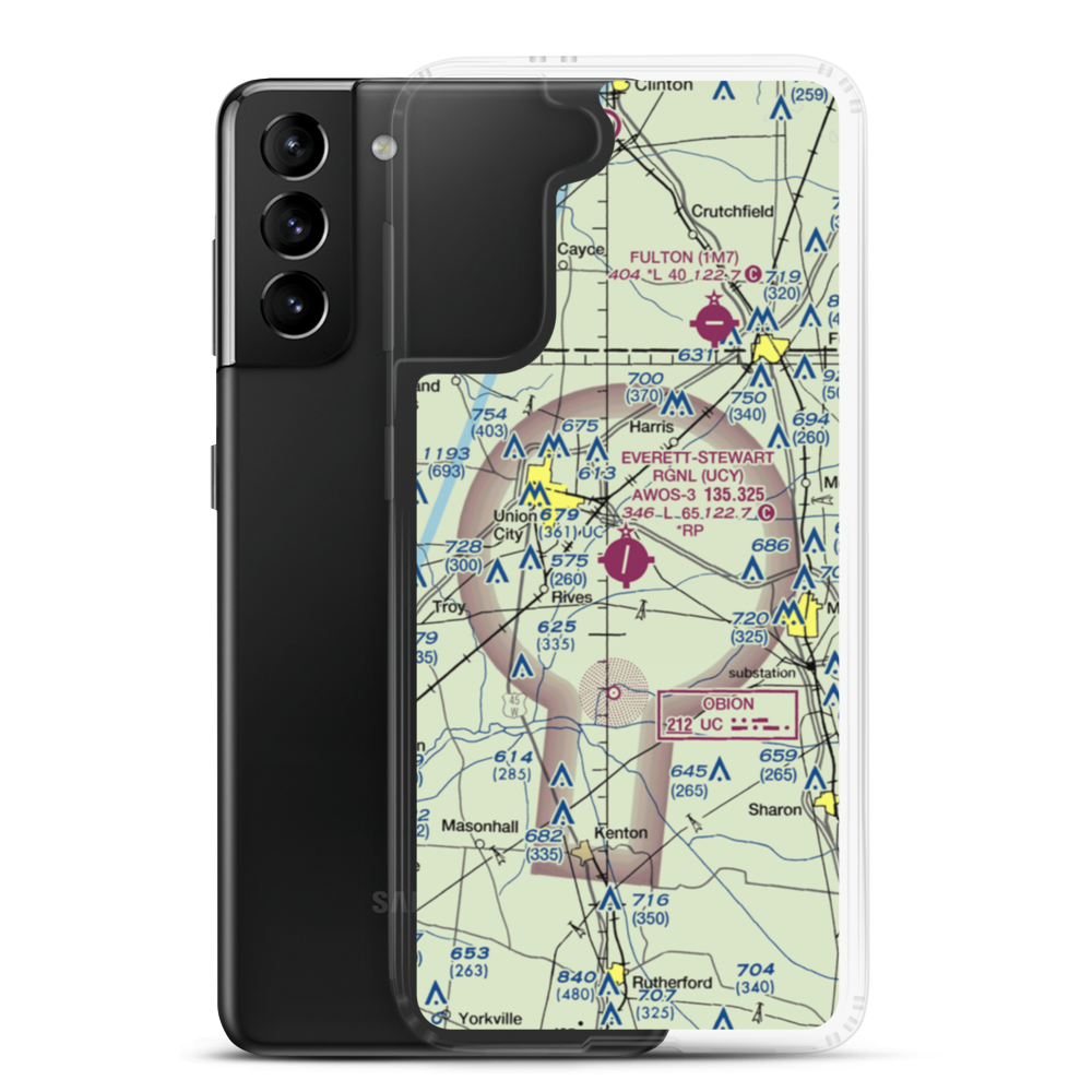Everett-Stewart Regional Airport (UCY) VFR Sectional Samsung Case Samsung Galaxy S21 Plus model shown