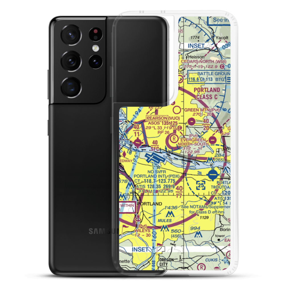 Evergreen Field (59S) VFR Sectional Samsung Case Samsung Galaxy S21 Ultra model shown