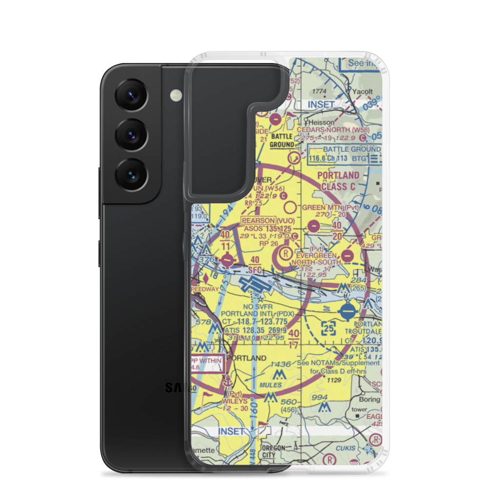 Evergreen Field (59S) VFR Sectional Samsung Case Samsung Galaxy S22 model shown