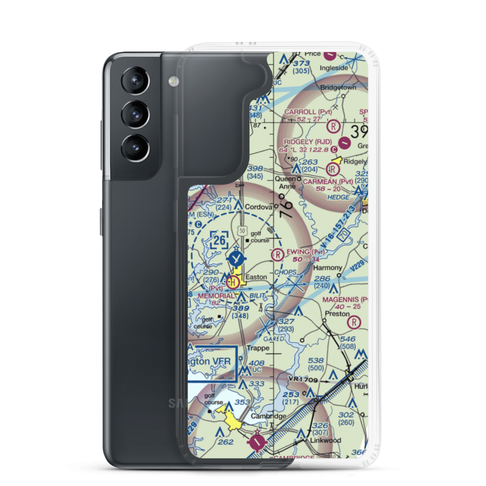 Ewing Airport (MD28) VFR Sectional Samsung Case Samsung Galaxy S21 model shown