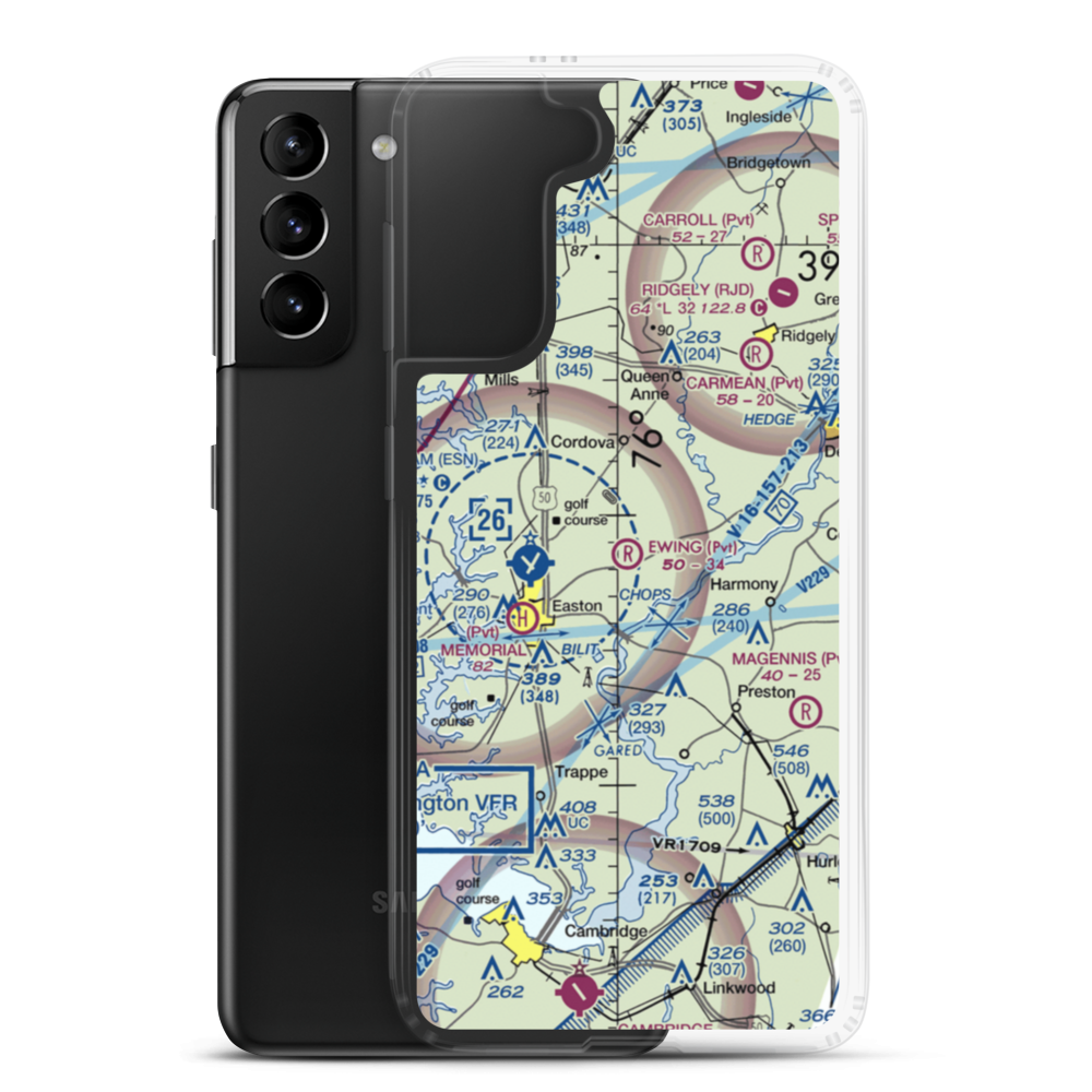 Ewing Airport (MD28) VFR Sectional Samsung Case Samsung Galaxy S21 Plus model shown