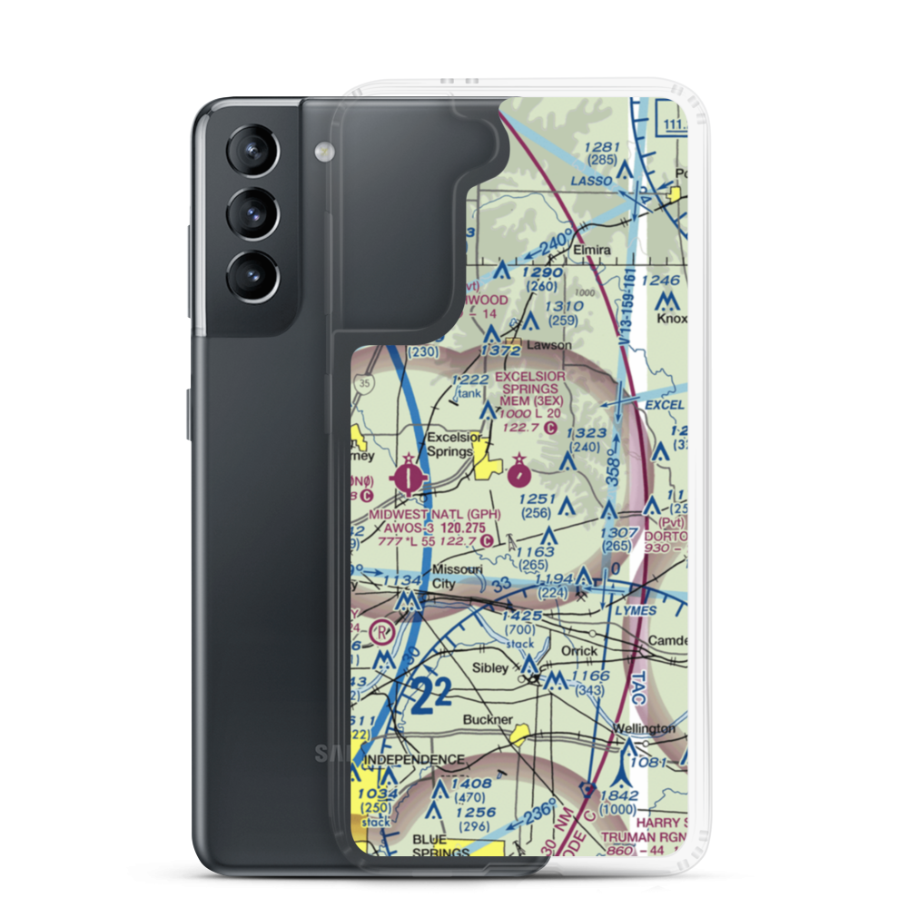 Excelsior Springs Memorial Airport (3EX) VFR Sectional Samsung Case Samsung Galaxy S21 model shown