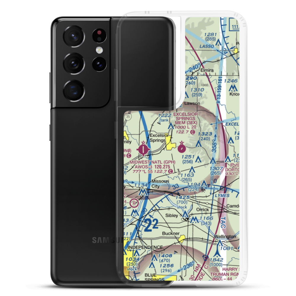 Excelsior Springs Memorial Airport (3EX) VFR Sectional Samsung Case Samsung Galaxy S21 Ultra model shown