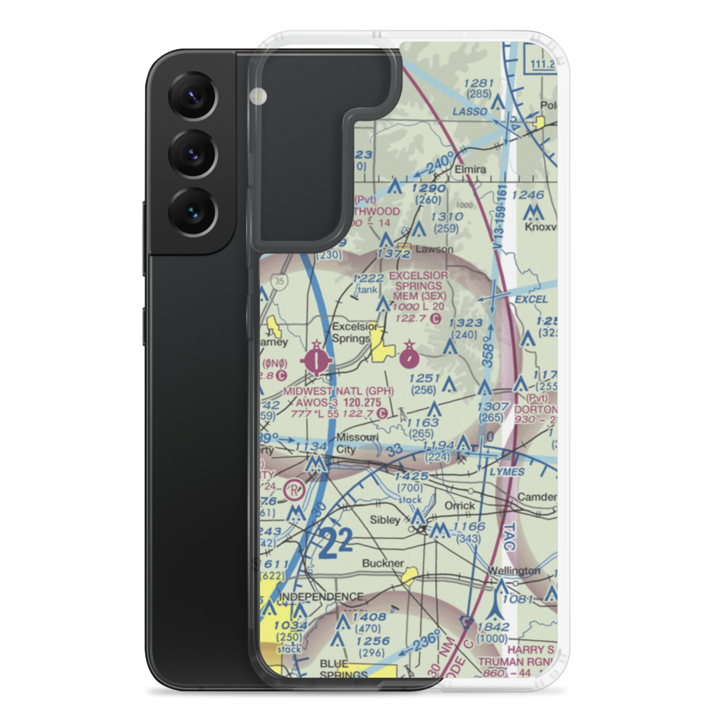 Excelsior Springs Memorial Airport (3EX) VFR Sectional Samsung Case Samsung Galaxy S22 Plus model shown