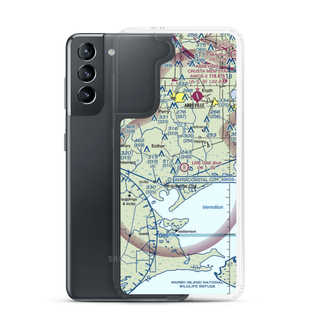 Exxon Intracoastal City Terminal Seaplane Base (2LA3) VFR Sectional Samsung Case Samsung Galaxy S21 model shown