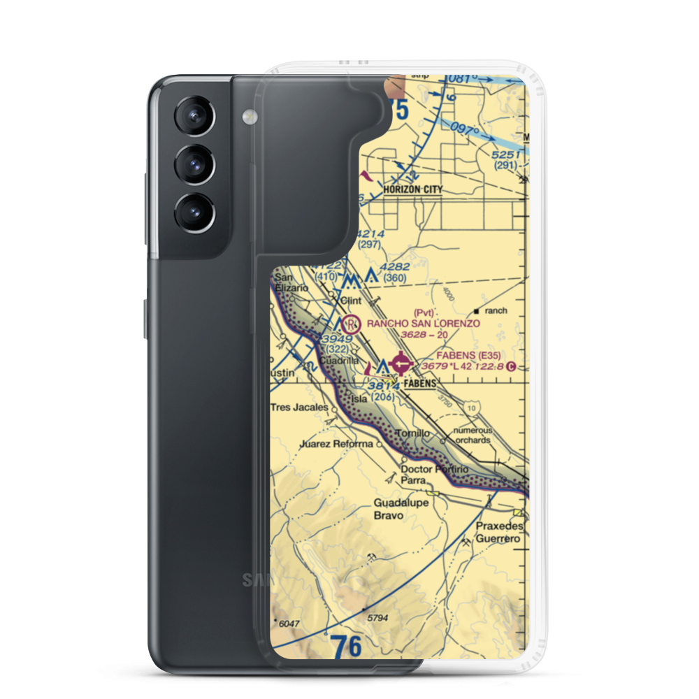 Fabens Airport (E35) VFR Sectional Samsung Case Samsung Galaxy S21 model shown