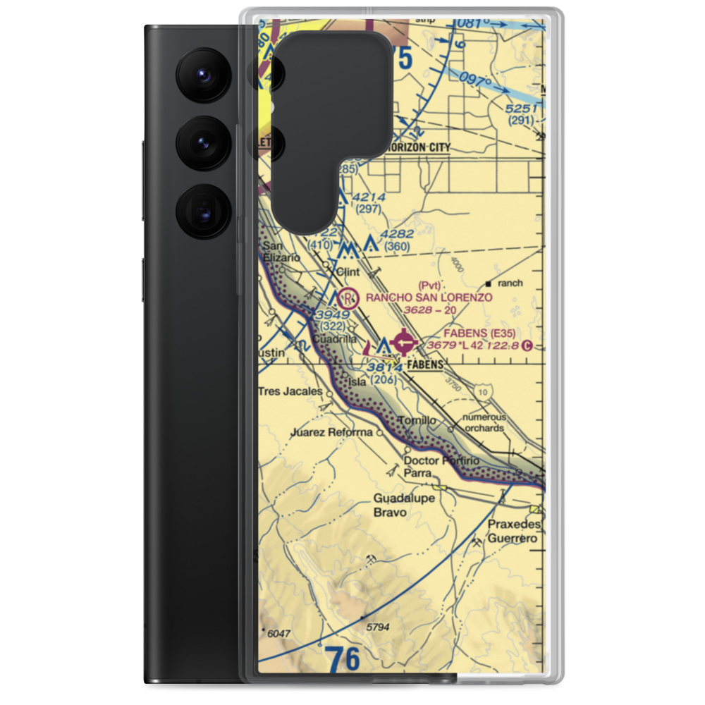 Fabens Airport (E35) VFR Sectional Samsung Case Samsung Galaxy S22 Ultra model shown