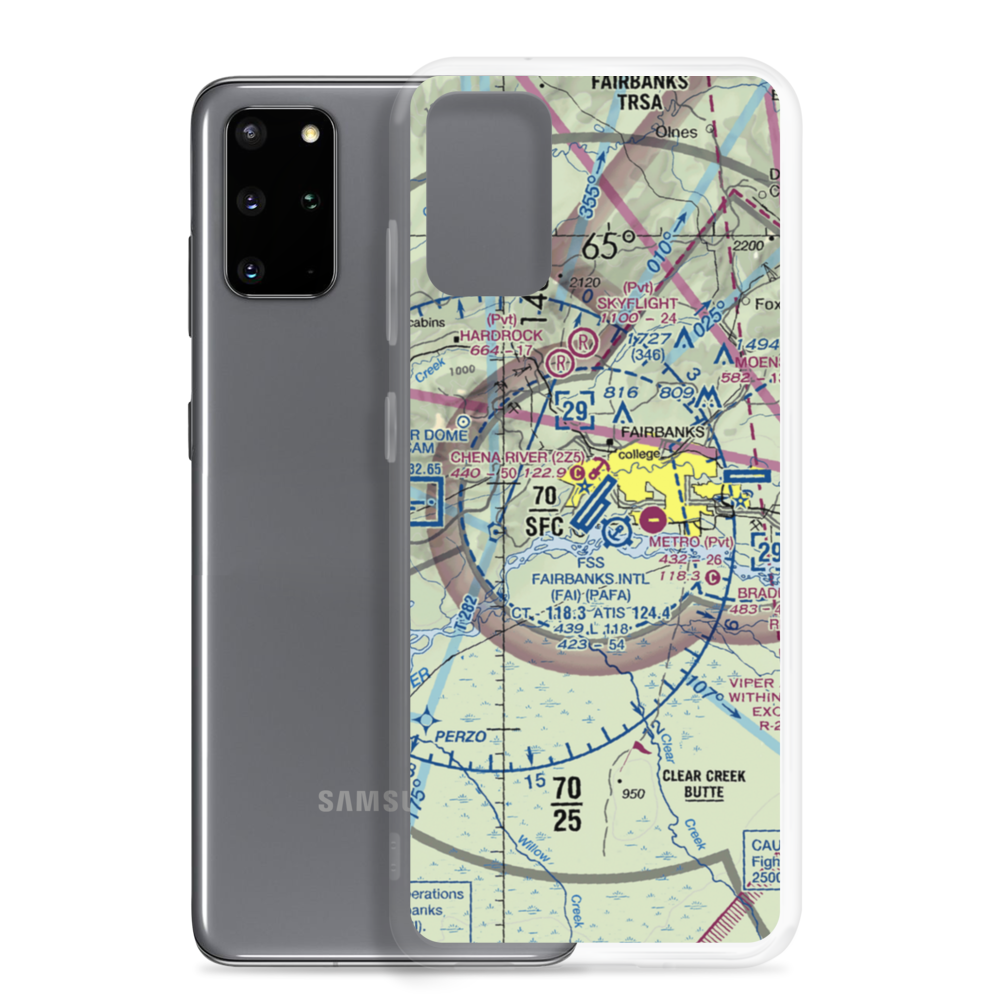 Fairbanks International Airport (FAI) VFR Sectional Samsung Case Samsung Galaxy S20 Plus model shown