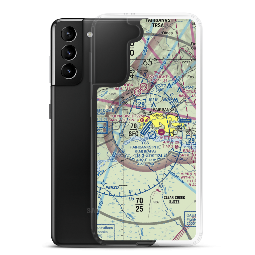 Fairbanks International Airport (FAI) VFR Sectional Samsung Case Samsung Galaxy S21 Plus model shown