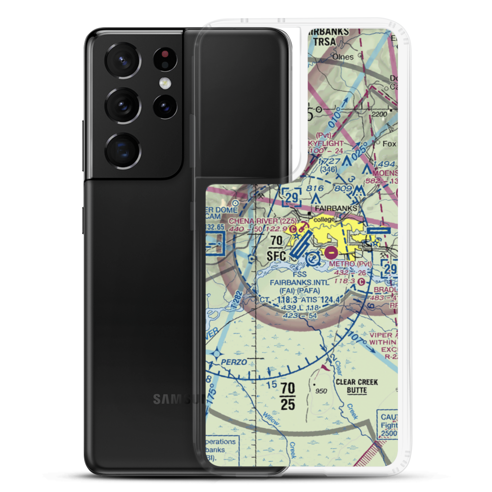 Fairbanks International Airport (FAI) VFR Sectional Samsung Case Samsung Galaxy S21 Ultra model shown