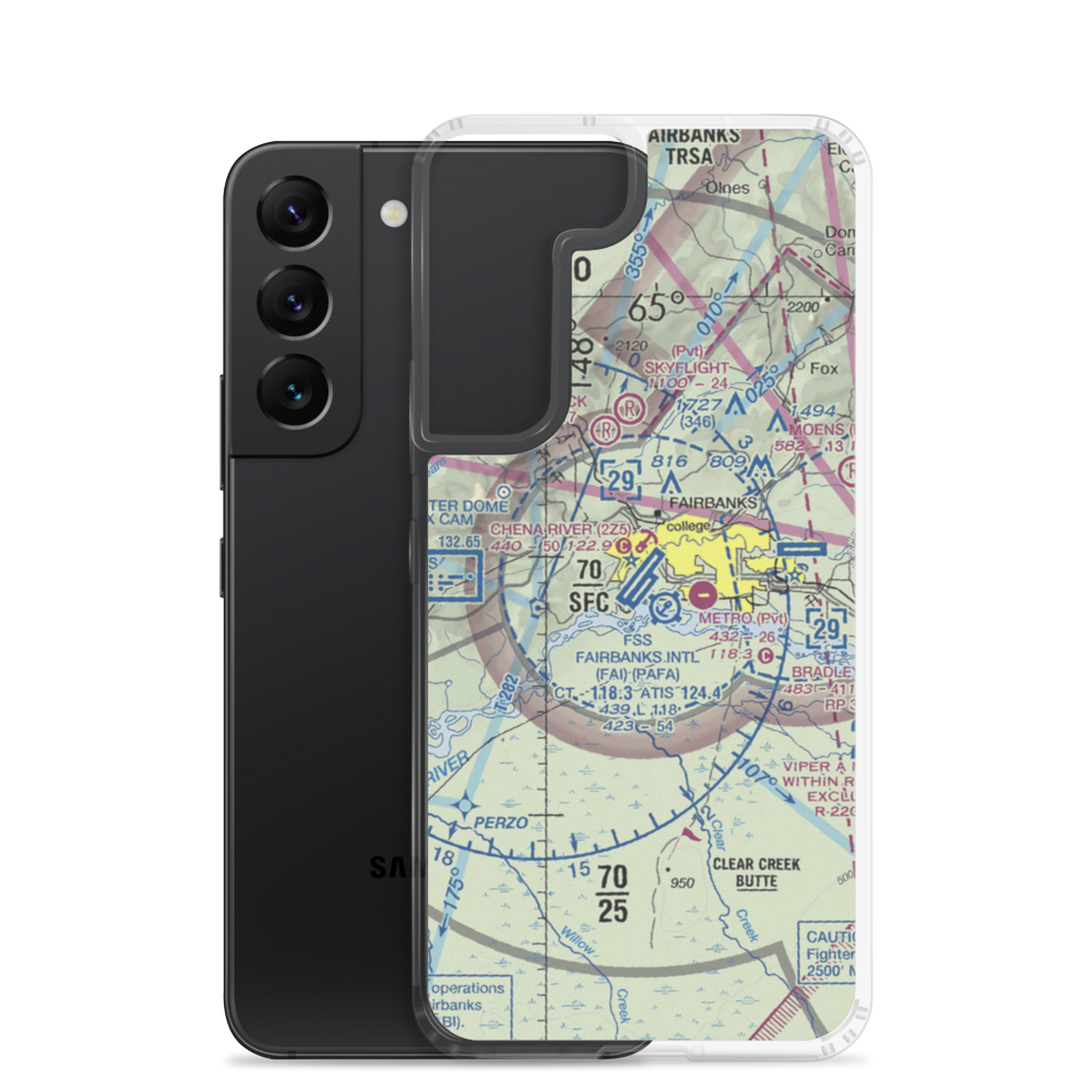Fairbanks International Airport (FAI) VFR Sectional Samsung Case Samsung Galaxy S22 model shown
