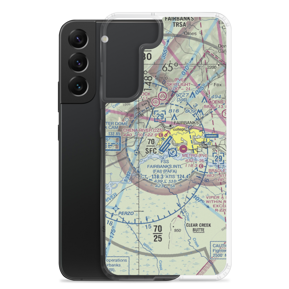 Fairbanks International Airport (FAI) VFR Sectional Samsung Case Samsung Galaxy S22 Plus model shown