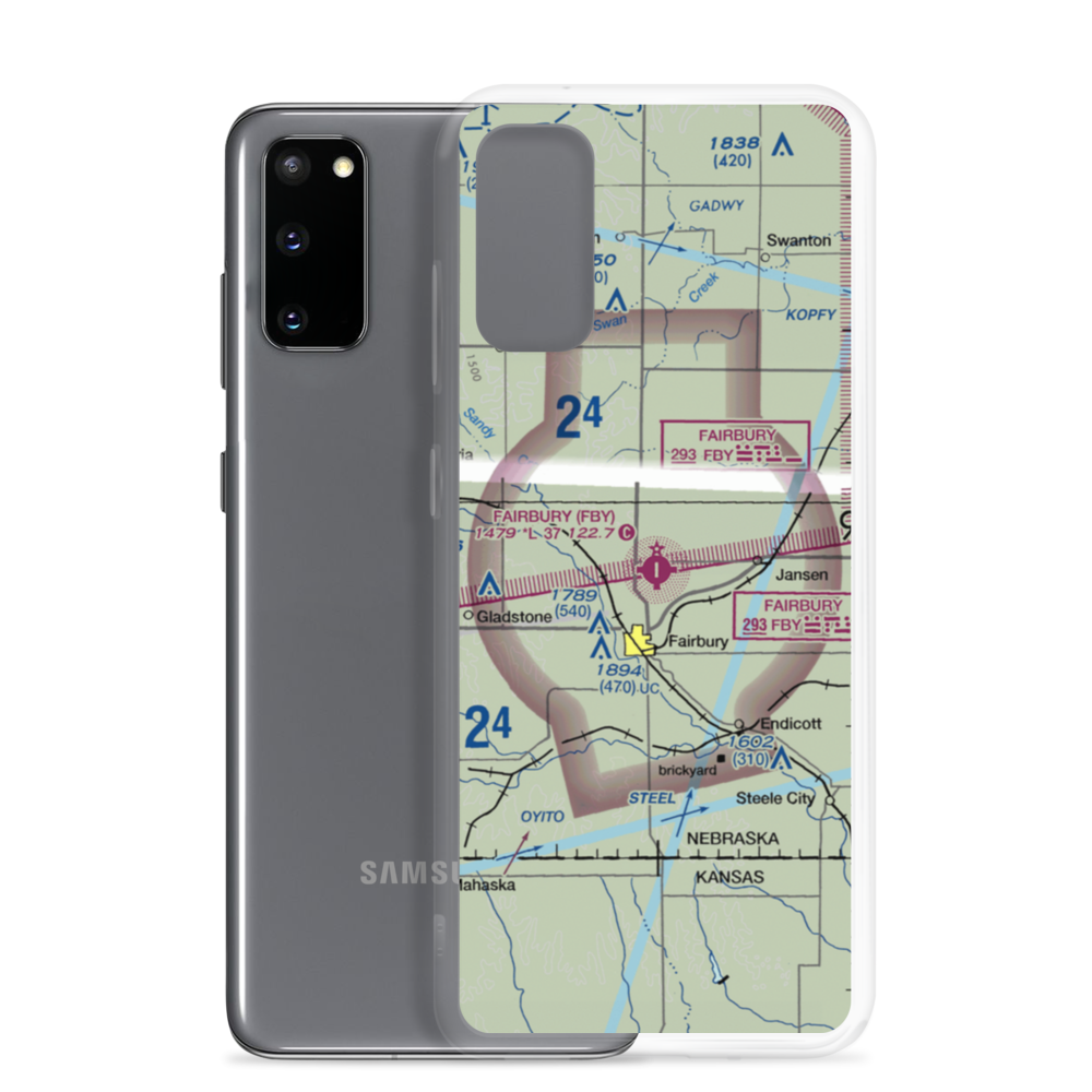 Fairbury Municipal Airport (FBY) VFR Sectional Samsung Case Samsung Galaxy S20 model shown