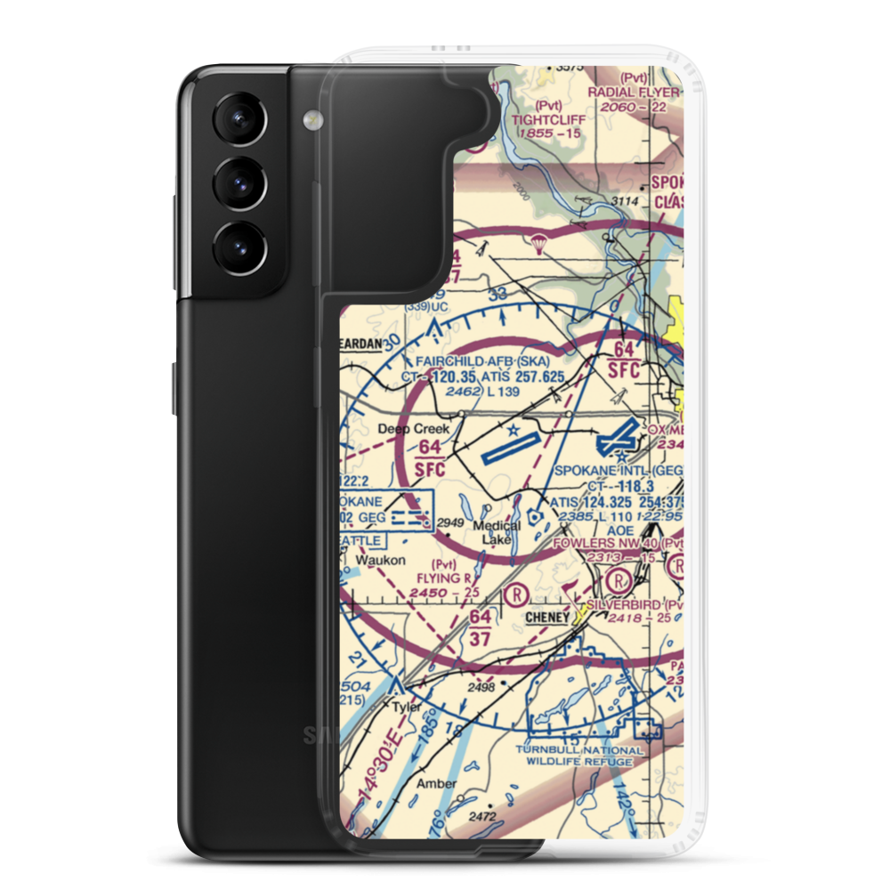 Fairchild Air Force Base (SKA) VFR Sectional Samsung Case Samsung Galaxy S21 Plus model shown