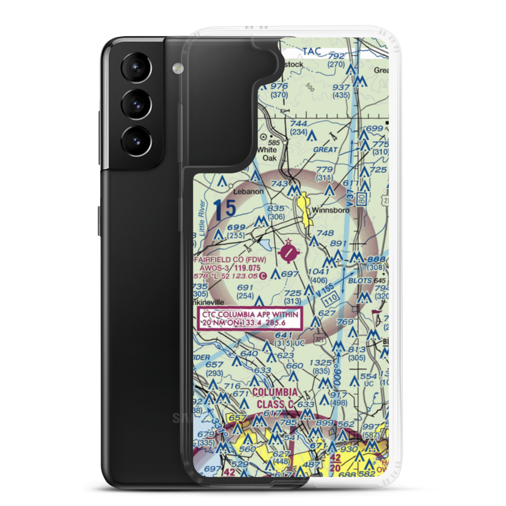 Fairfield County Airport (FDW) VFR Sectional Samsung Case Samsung Galaxy S21 Plus model shown