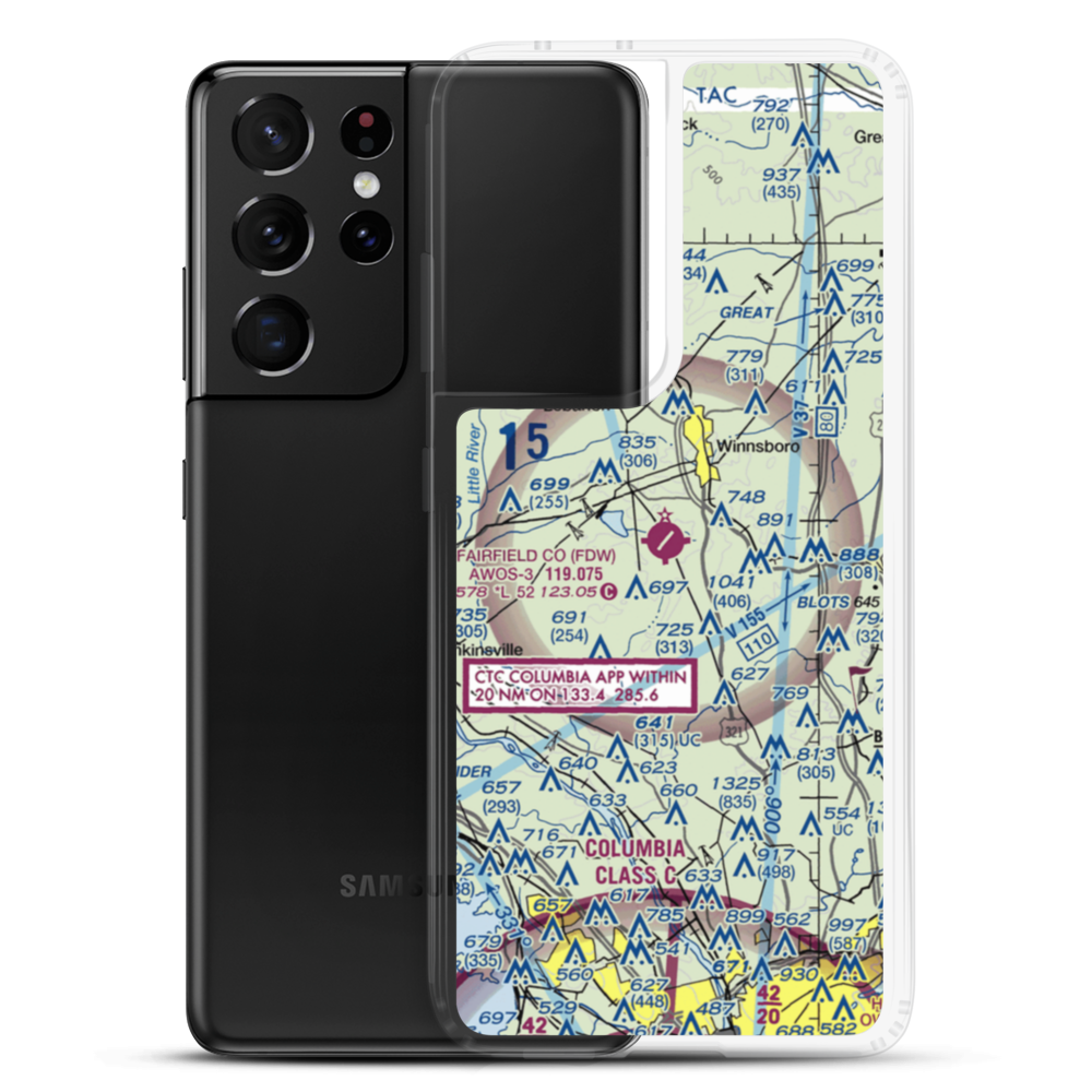 Fairfield County Airport (FDW) VFR Sectional Samsung Case Samsung Galaxy S21 Ultra model shown