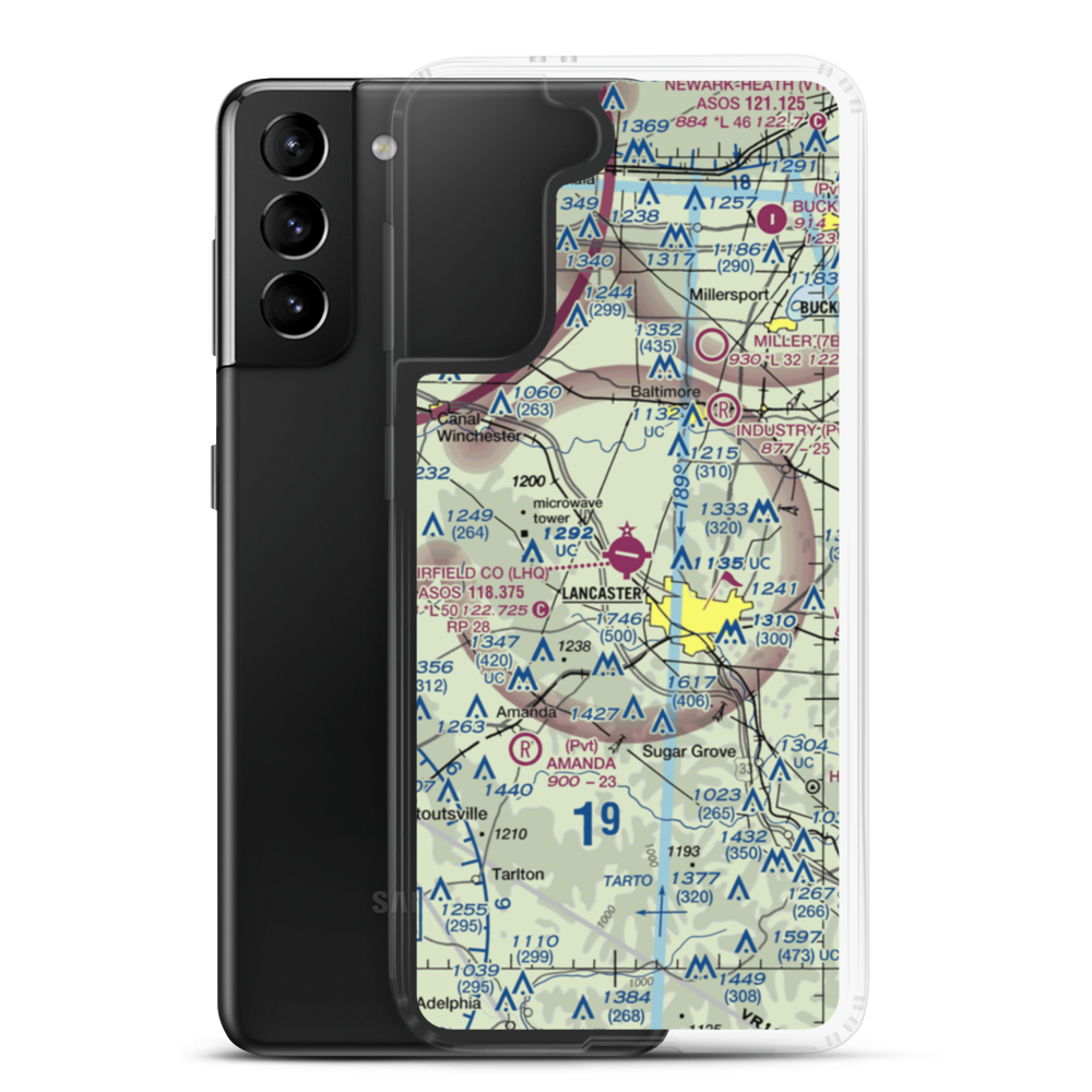 Fairfield County Airport (LHQ) VFR Sectional Samsung Case Samsung Galaxy S21 Plus model shown