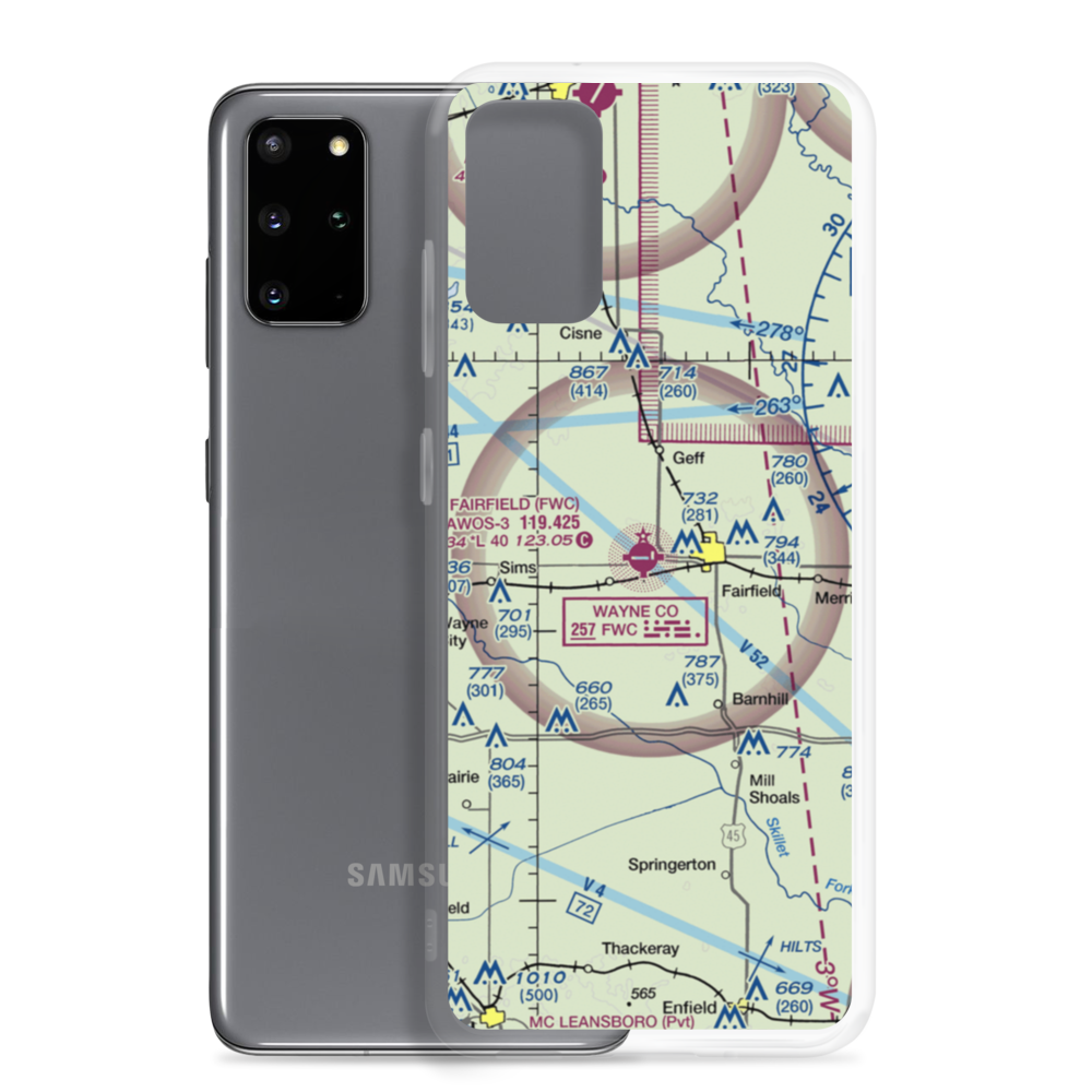 Fairfield Municipal Airport (FWC) VFR Sectional Samsung Case Samsung Galaxy S20 Plus model shown