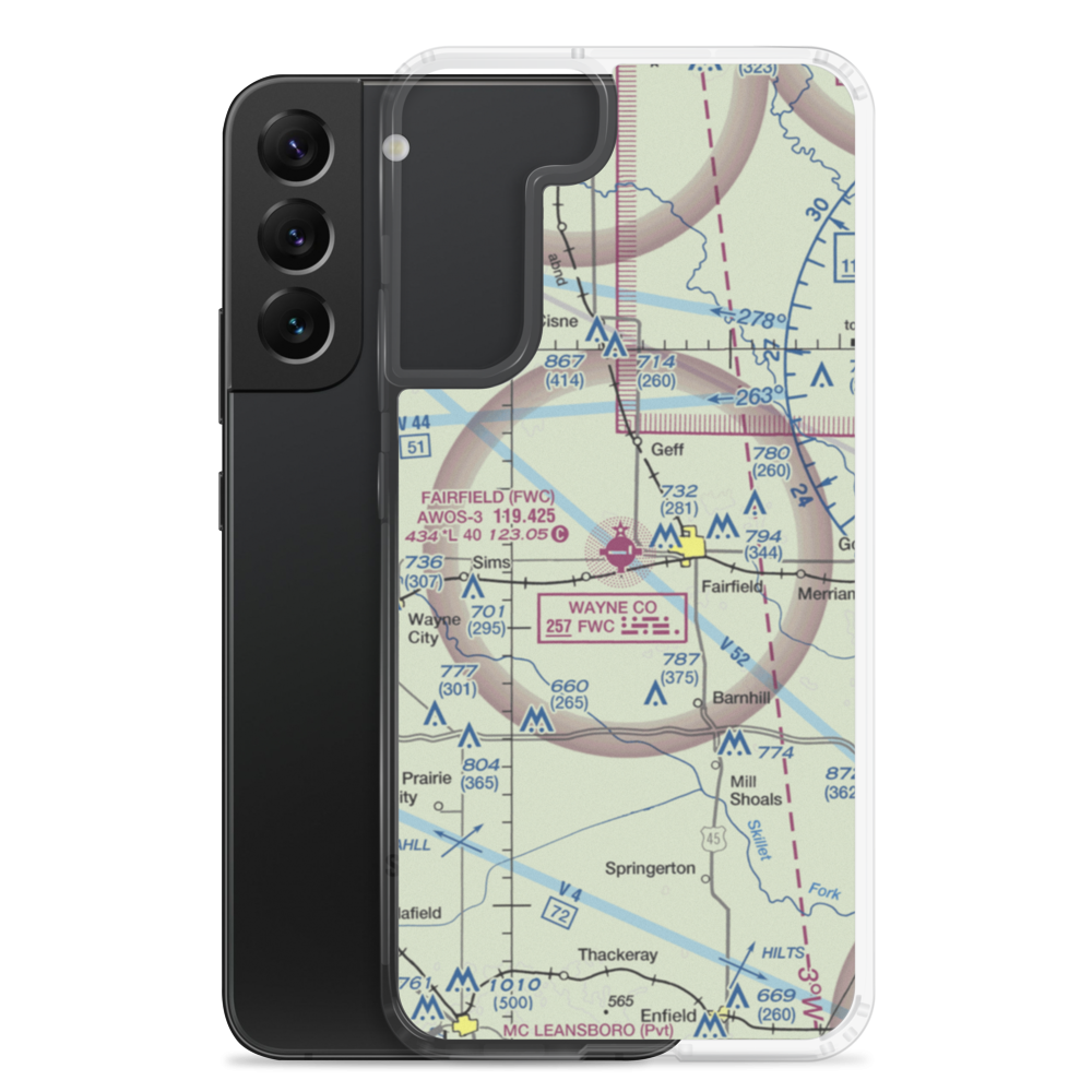 Fairfield Municipal Airport (FWC) VFR Sectional Samsung Case Samsung Galaxy S22 Plus model shown