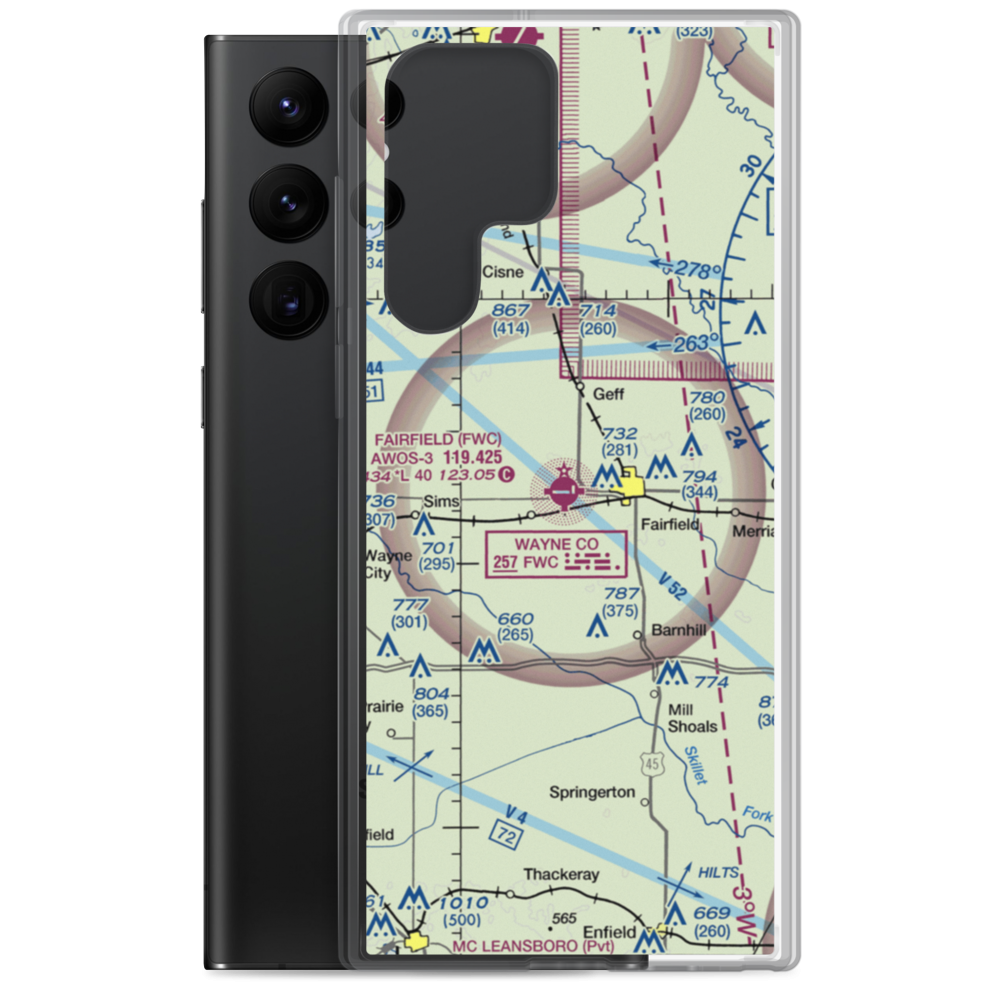 Fairfield Municipal Airport (FWC) VFR Sectional Samsung Case Samsung Galaxy S22 Ultra model shown