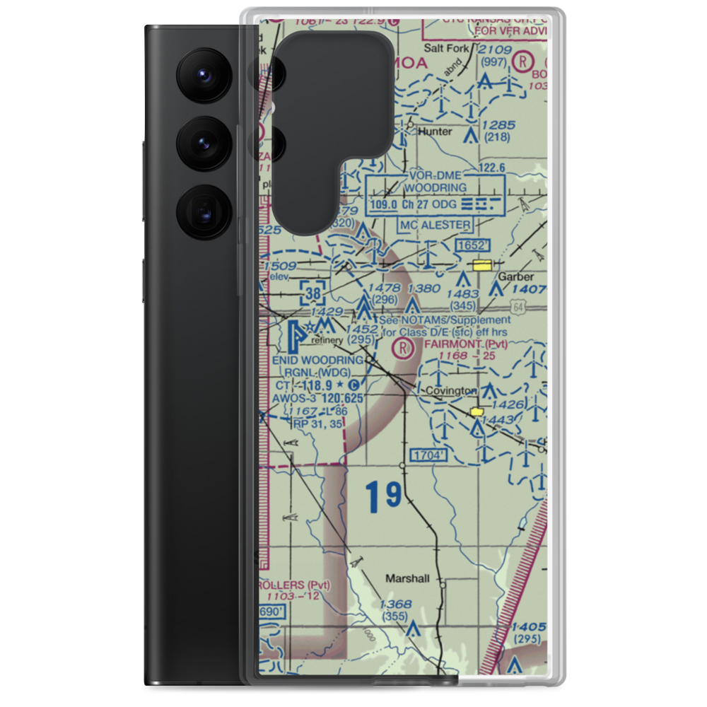 Fairmont Field Airport (1OK) VFR Sectional Samsung Case Samsung Galaxy S22 Ultra model shown