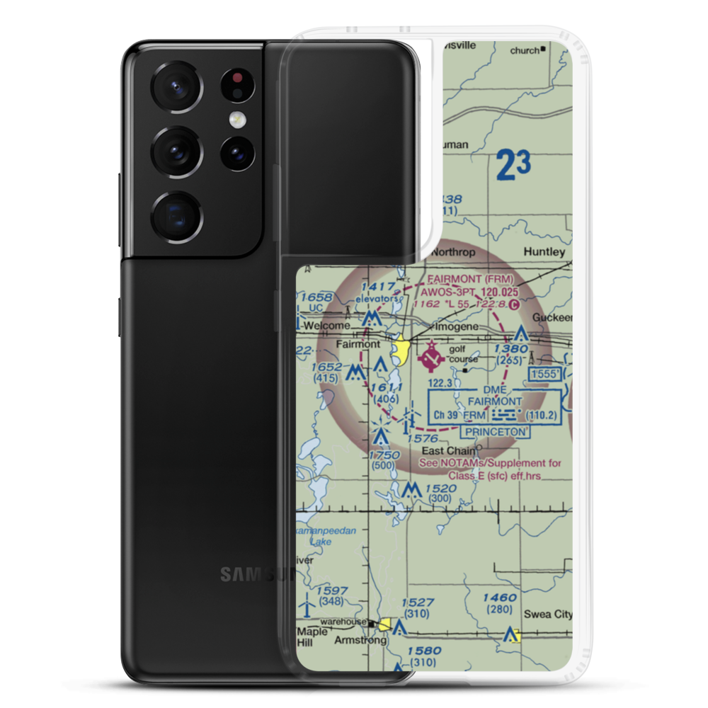 Fairmont Municipal Airport (FRM) VFR Sectional Samsung Case Samsung Galaxy S21 Ultra model shown