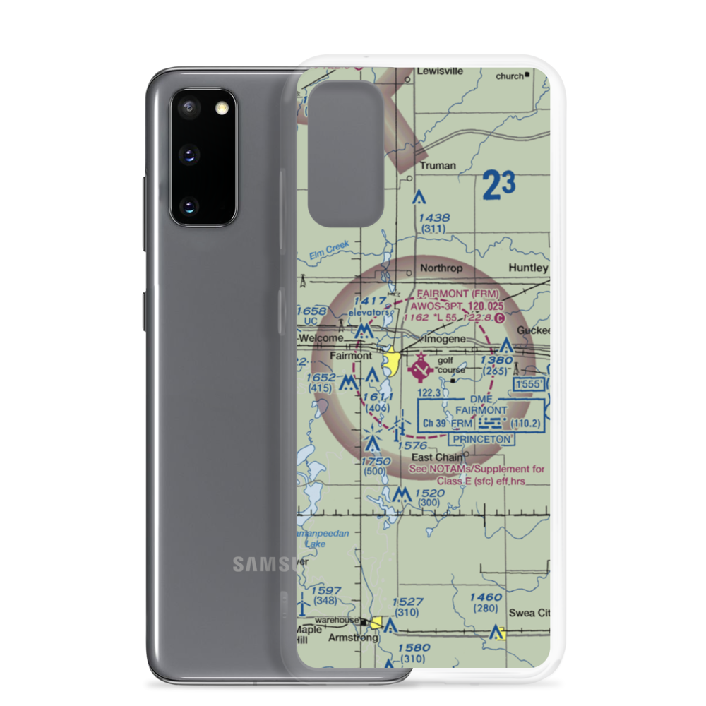 Fairmont Municipal Airport (FRM) VFR Sectional Samsung Case Samsung Galaxy S20 model shown