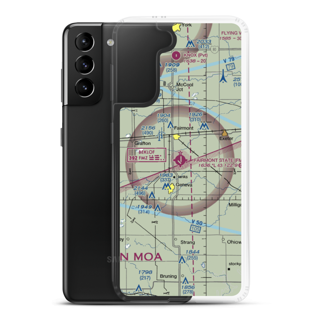 Fairmont State Airfield (FMZ) VFR Sectional Samsung Case Samsung Galaxy S21 Plus model shown