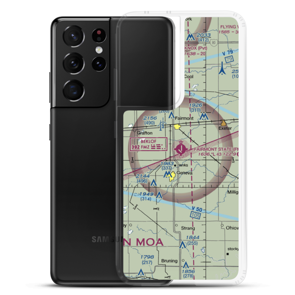 Fairmont State Airfield (FMZ) VFR Sectional Samsung Case Samsung Galaxy S21 Ultra model shown
