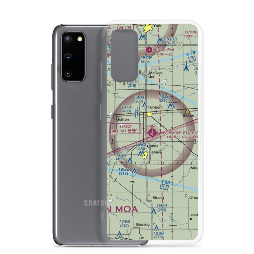 Fairmont State Airfield (FMZ) VFR Sectional Samsung Case Samsung Galaxy S20 model shown