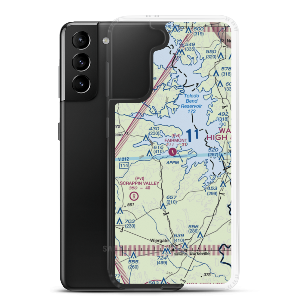 Fairmount Airport (71TS) VFR Sectional Samsung Case Samsung Galaxy S21 Plus model shown