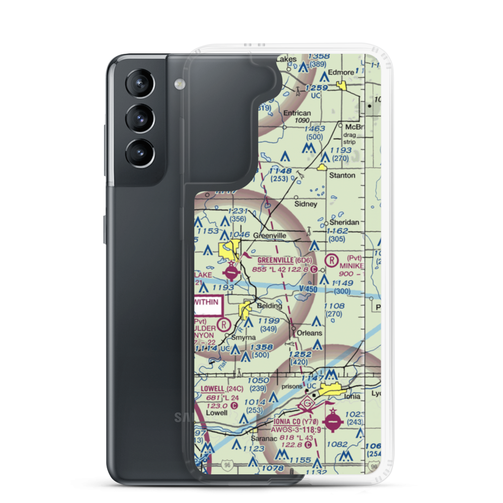 Fairplains Airpark (02MI) VFR Sectional Samsung Case Samsung Galaxy S21 model shown