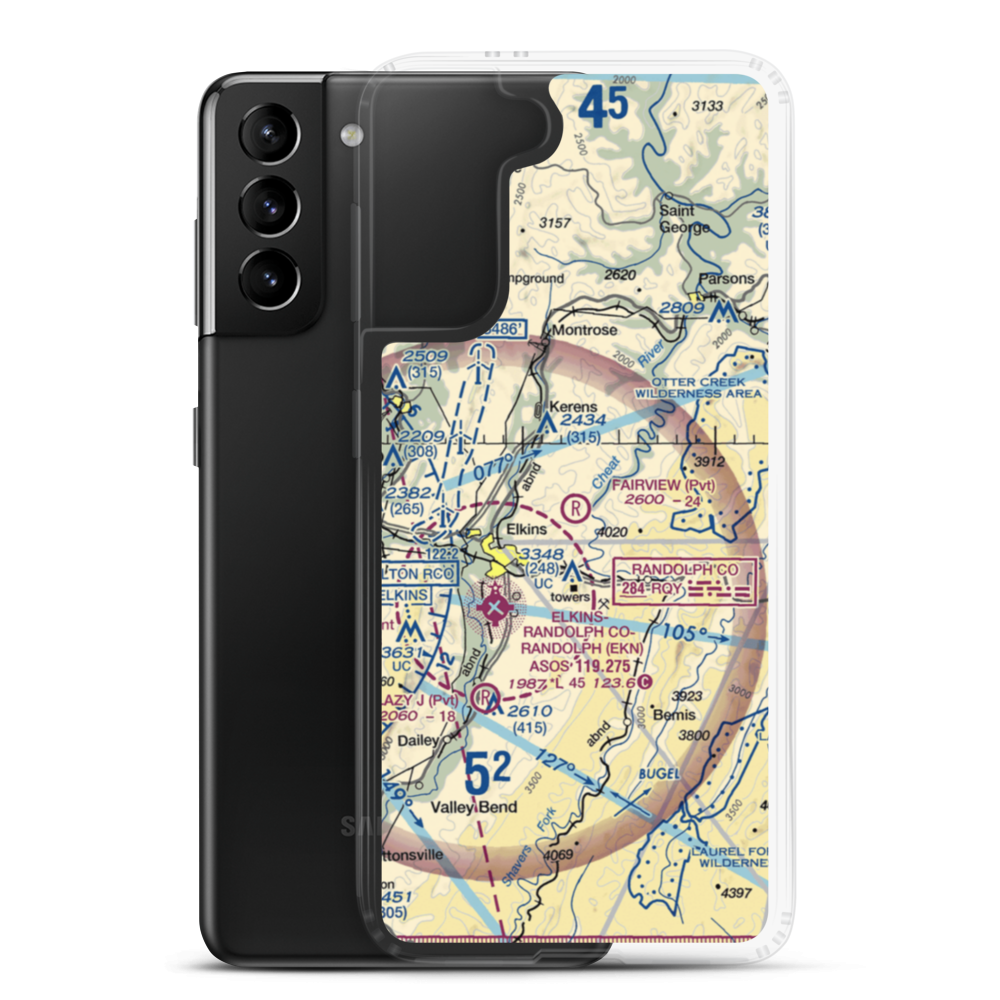 Fairview Airport (WV70) VFR Sectional Samsung Case Samsung Galaxy S21 Plus model shown