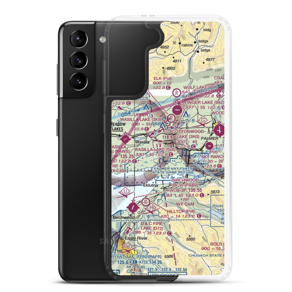 Fairview East Airport (58AK) VFR Sectional Samsung Case Samsung Galaxy S21 Plus model shown