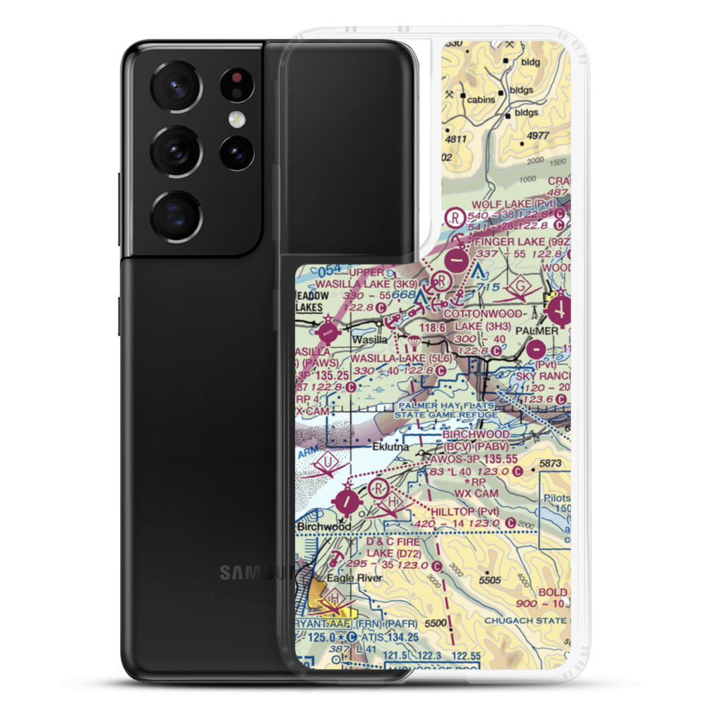 Fairview East Airport (58AK) VFR Sectional Samsung Case Samsung Galaxy S21 Ultra model shown