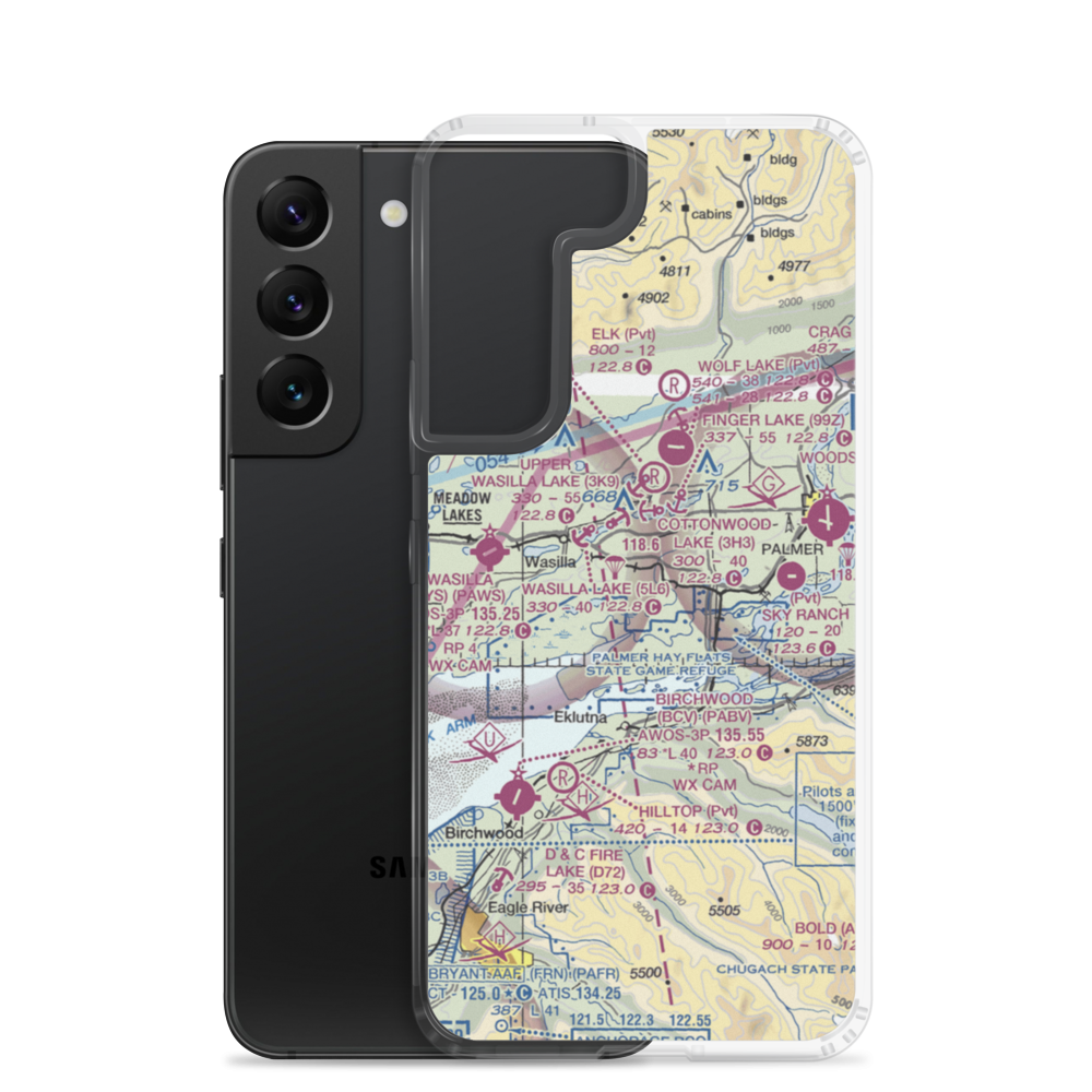 Fairview East Airport (58AK) VFR Sectional Samsung Case Samsung Galaxy S22 model shown