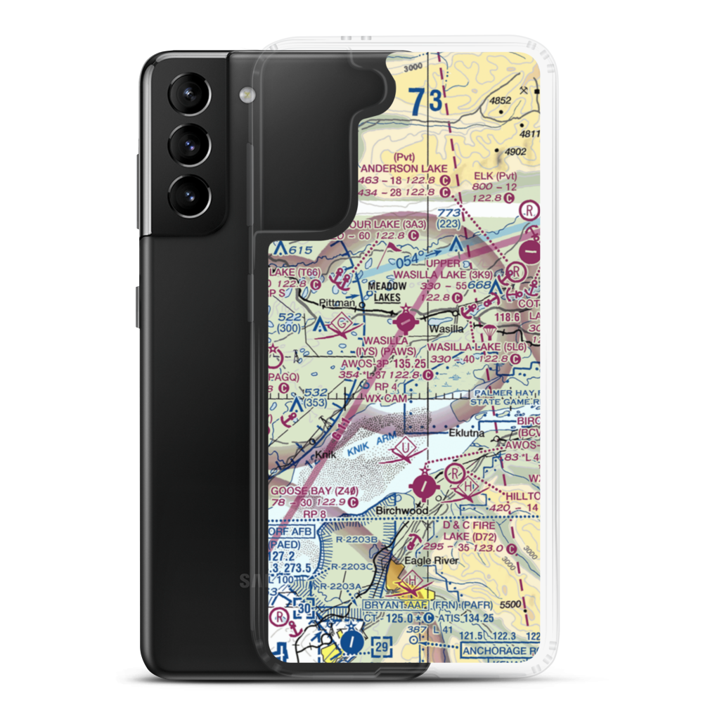 Fairview West Airport (AK58) VFR Sectional Samsung Case Samsung Galaxy S21 Plus model shown