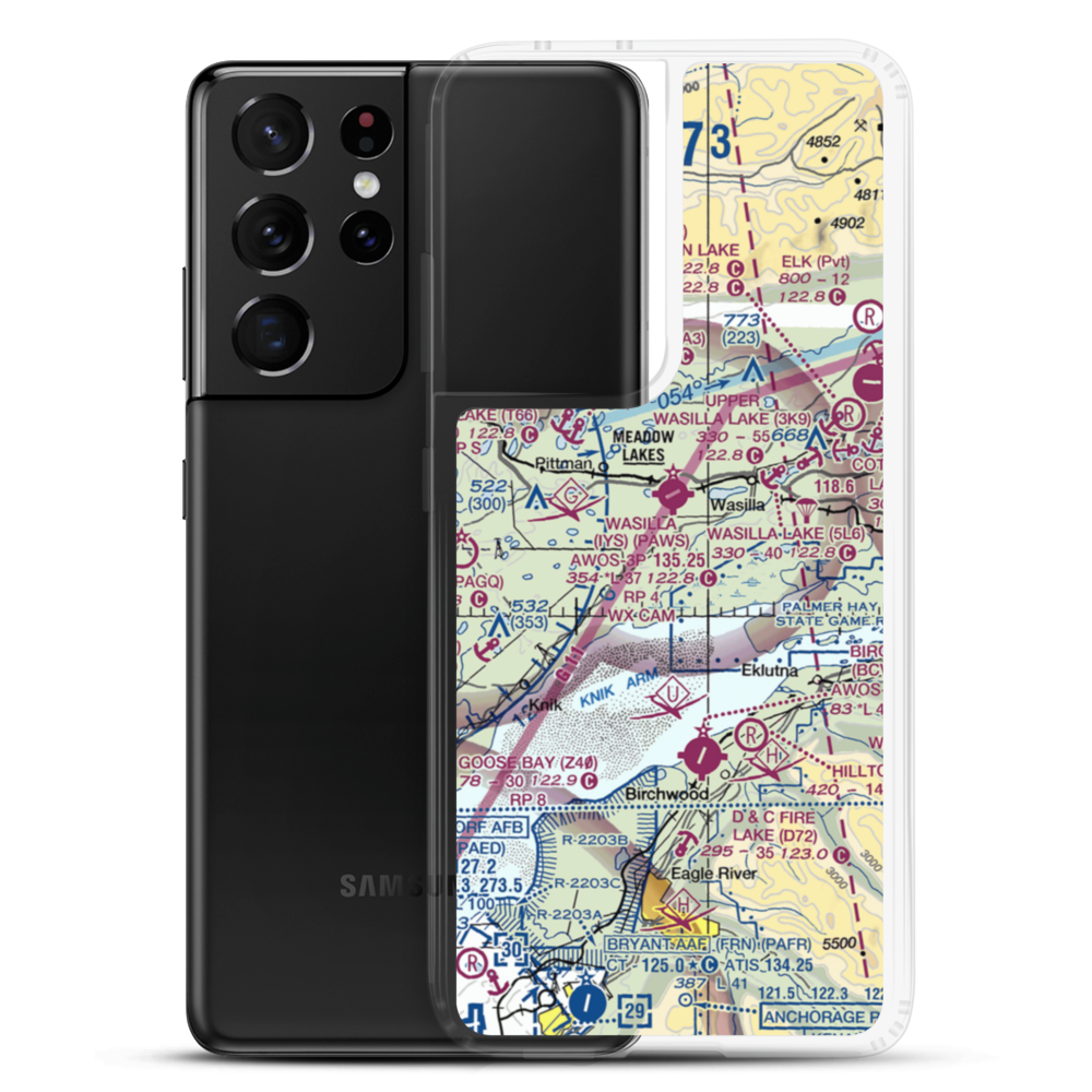 Fairview West Airport (AK58) VFR Sectional Samsung Case Samsung Galaxy S21 Ultra model shown