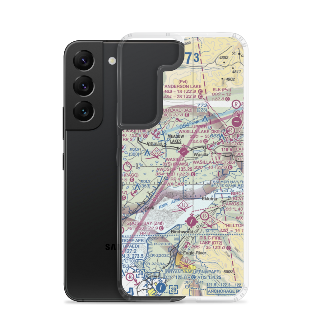 Fairview West Airport (AK58) VFR Sectional Samsung Case Samsung Galaxy S22 model shown