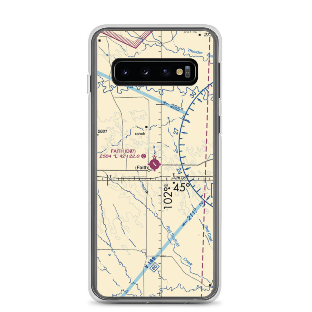 Faith Municipal Airport (D07) VFR Sectional Samsung Case Samsung Galaxy S10 model shown