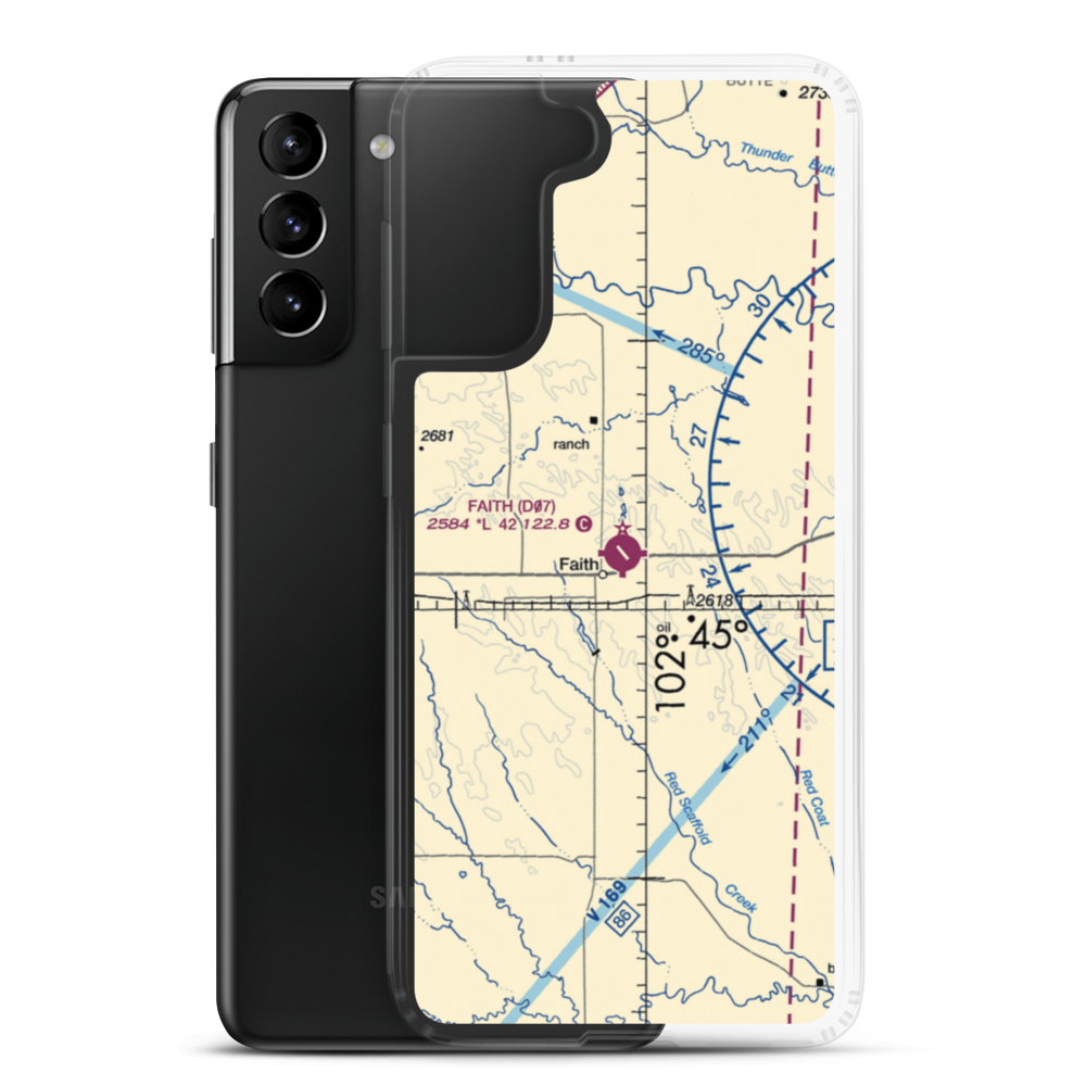 Faith Municipal Airport (D07) VFR Sectional Samsung Case Samsung Galaxy S21 Plus model shown