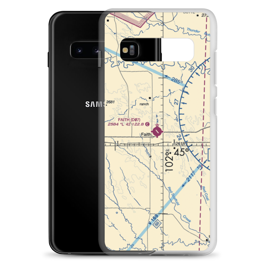 Faith Municipal Airport (D07) VFR Sectional Samsung Case Samsung Galaxy S10+ model shown