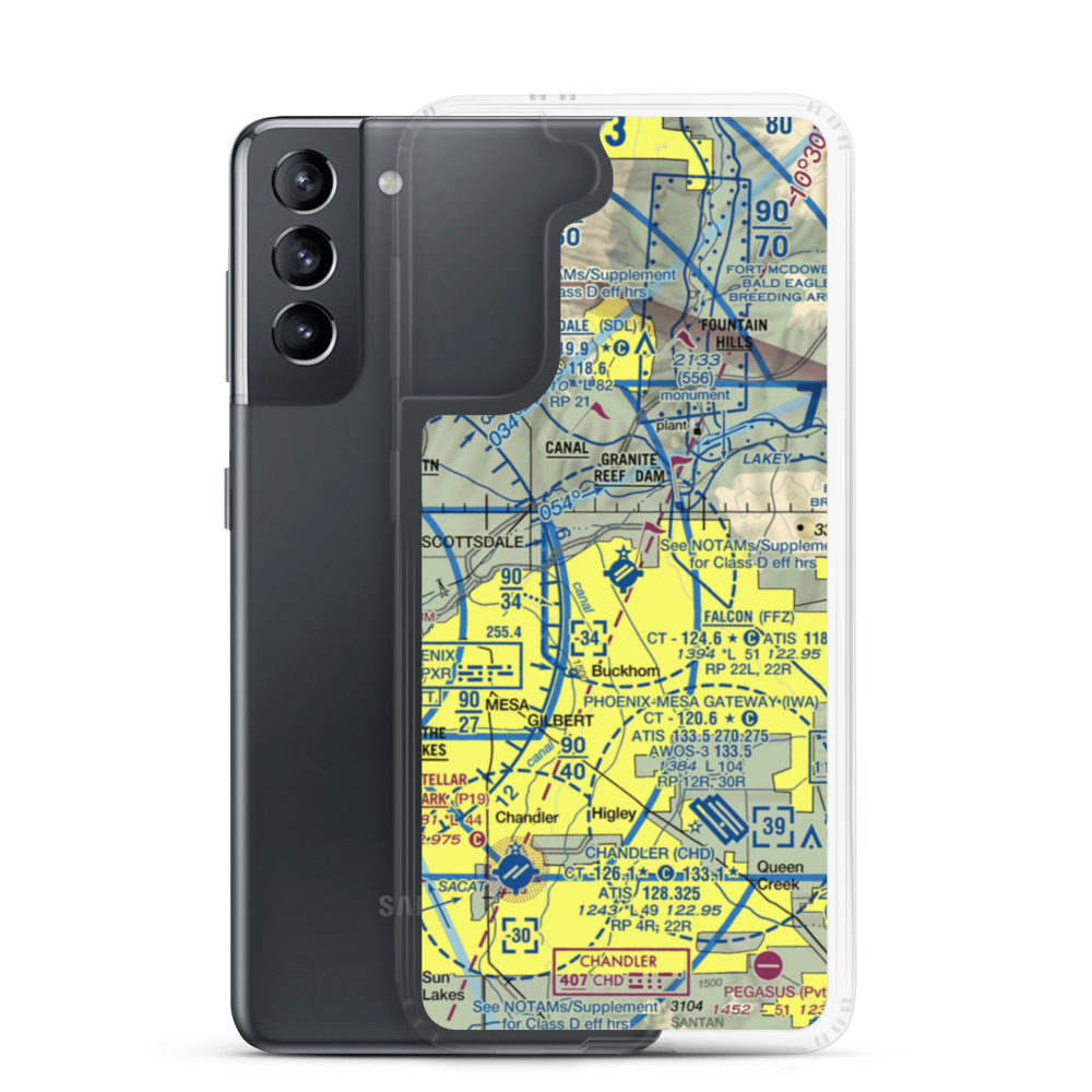 Falcon Field (FFZ) VFR Sectional Samsung Case Samsung Galaxy S21 model shown