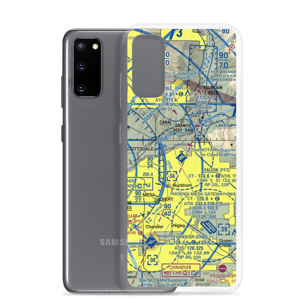 Falcon Field (FFZ) VFR Sectional Samsung Case Samsung Galaxy S20 model shown