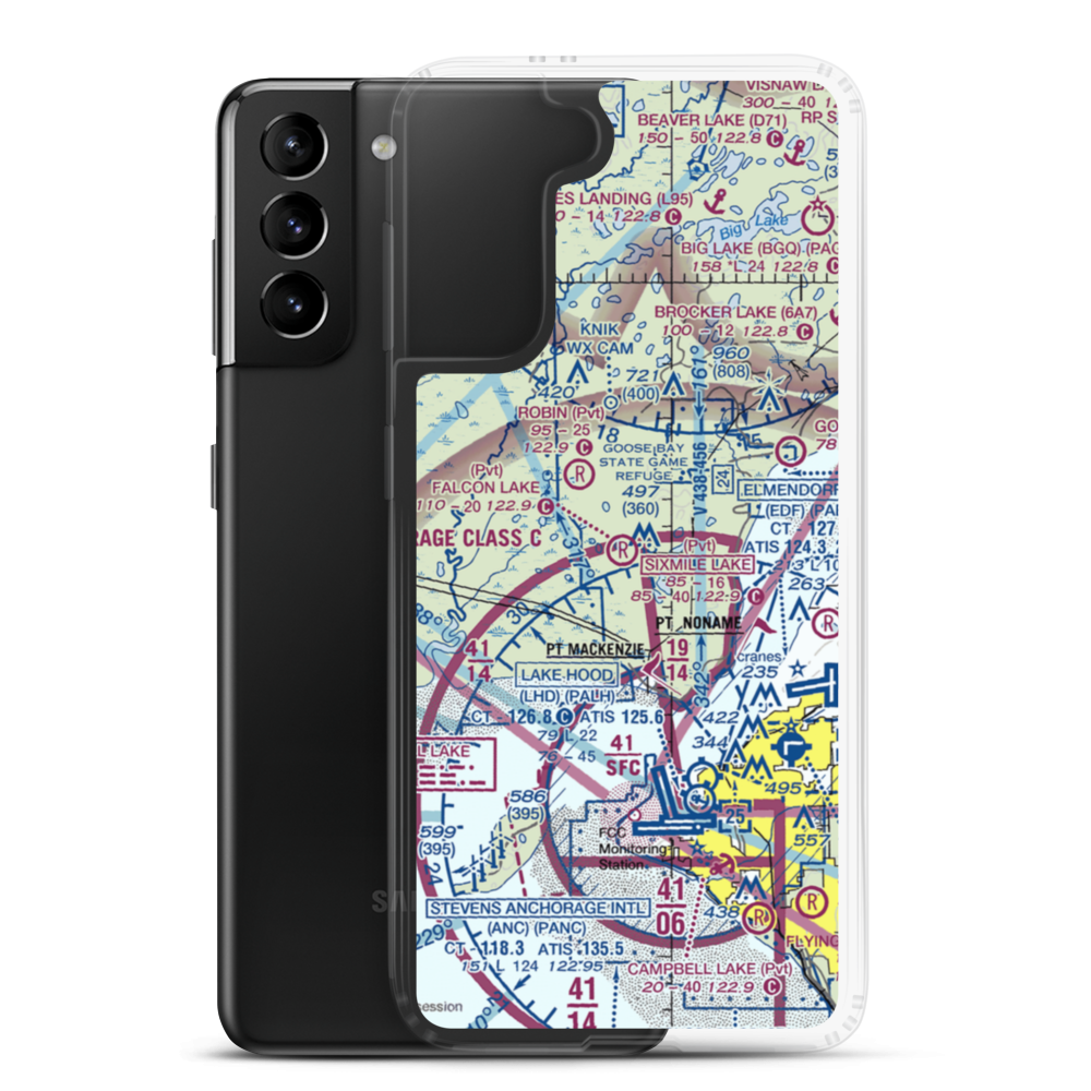 Falcon Lake Strip (0AK9) VFR Sectional Samsung Case Samsung Galaxy S21 Plus model shown