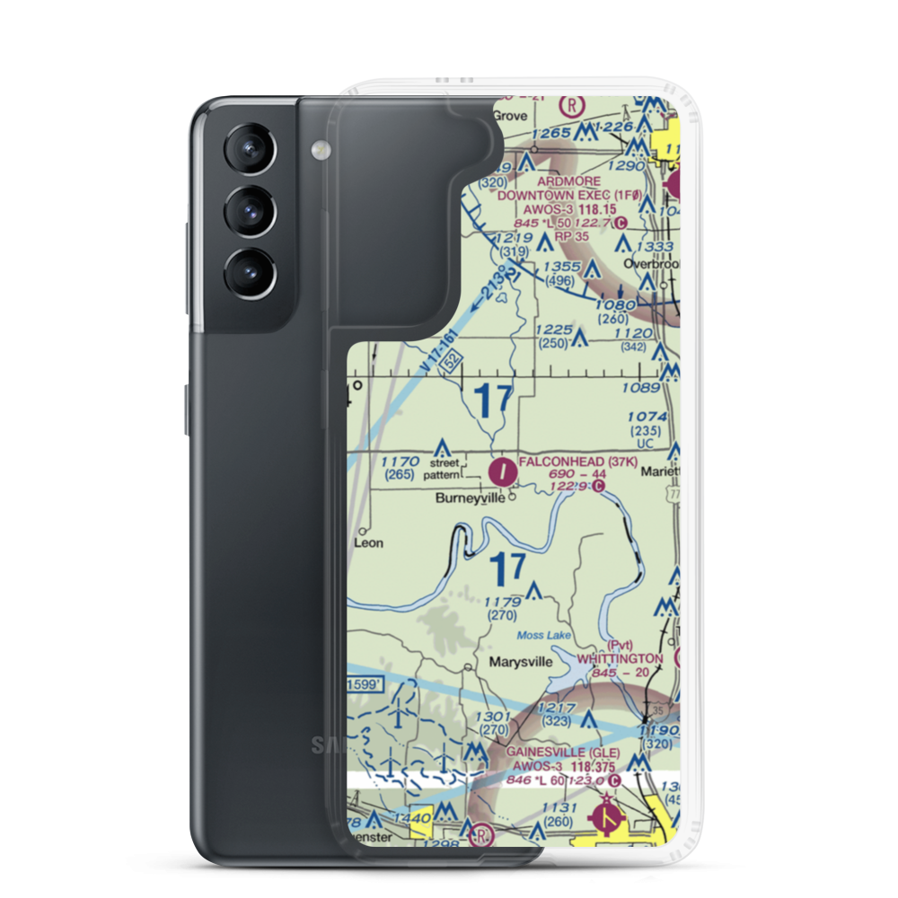 Falconhead Airport (37K) VFR Sectional Samsung Case Samsung Galaxy S21 model shown